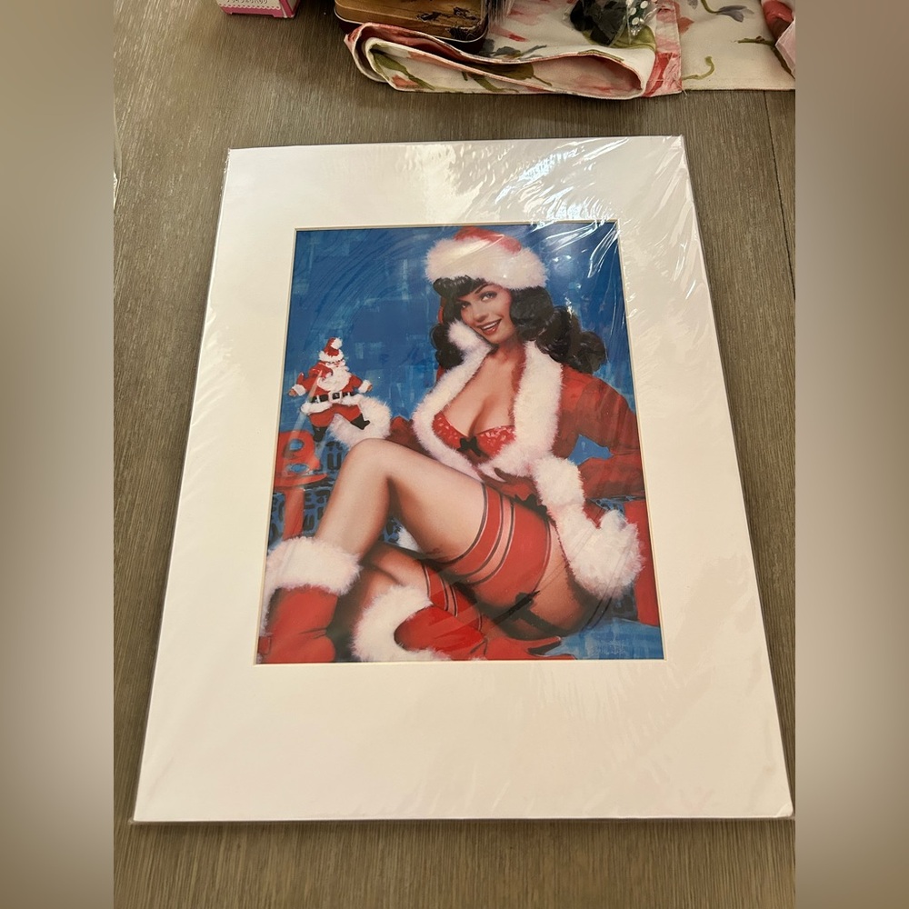 Bettie Page Olivia Festive Pin-Up Art Print
